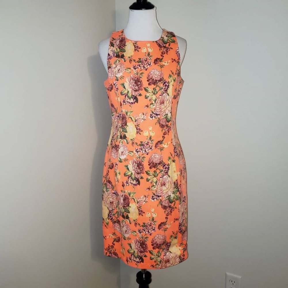 💛🧡 Pim + Larkin Anthropologie Bright Orange Floral Dress Size: M